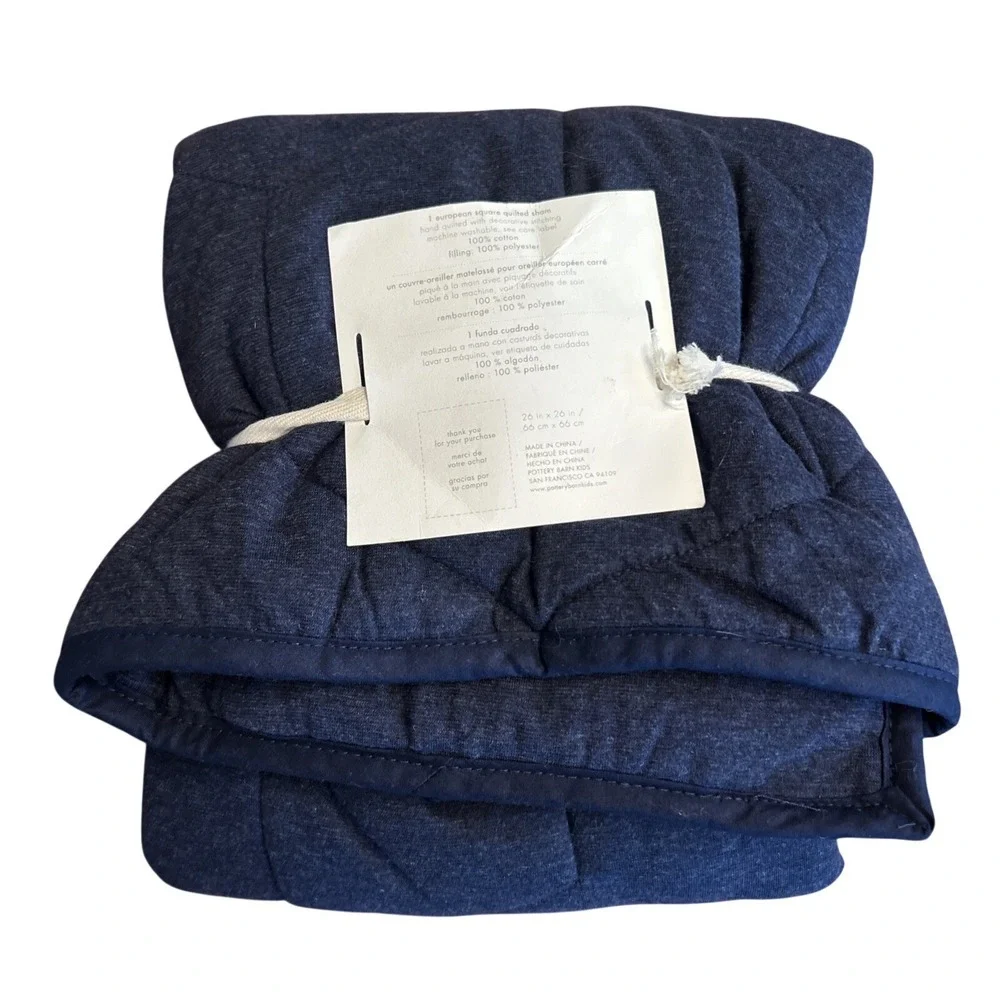 Pottery Barn Kids Euro Sham Heathered Jersey Quilted Sham Pillow Case Square